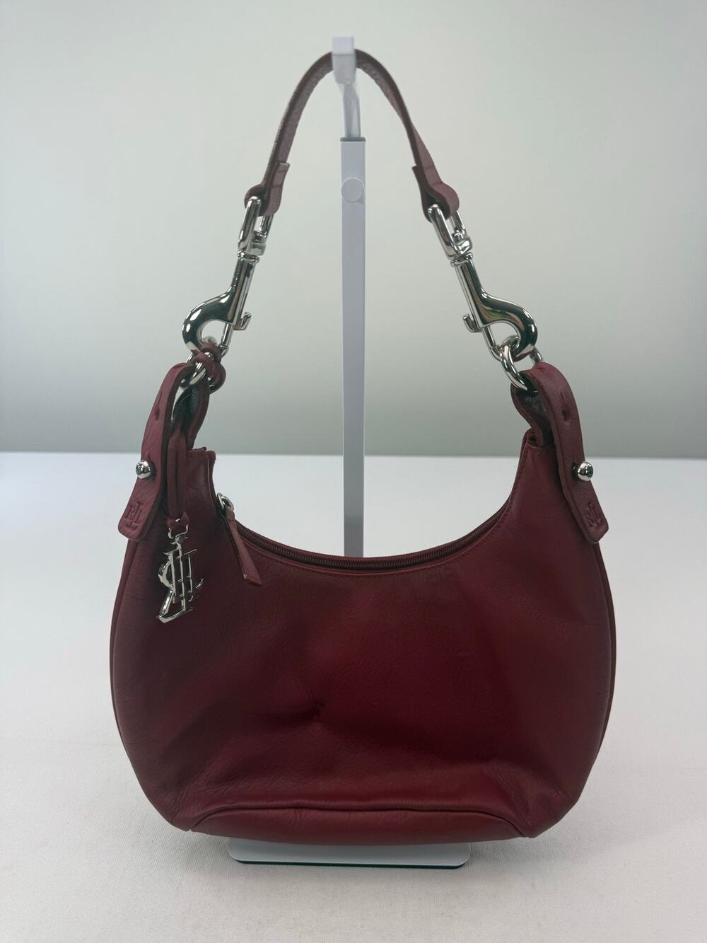 Lauren Ralph Lauren Vintage Y2K Burgundy Mini Shoulder Bag RL Charm Preppy
